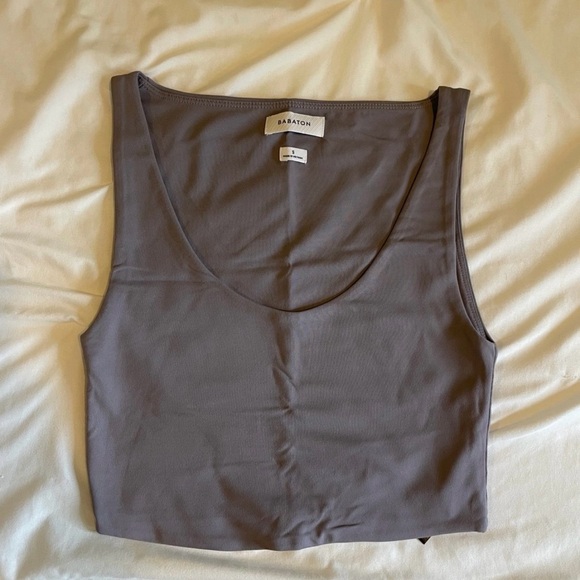 Babaton Tops - Aritzia Babaton Contour Scoop Neck Cropped Tank Top - Gray